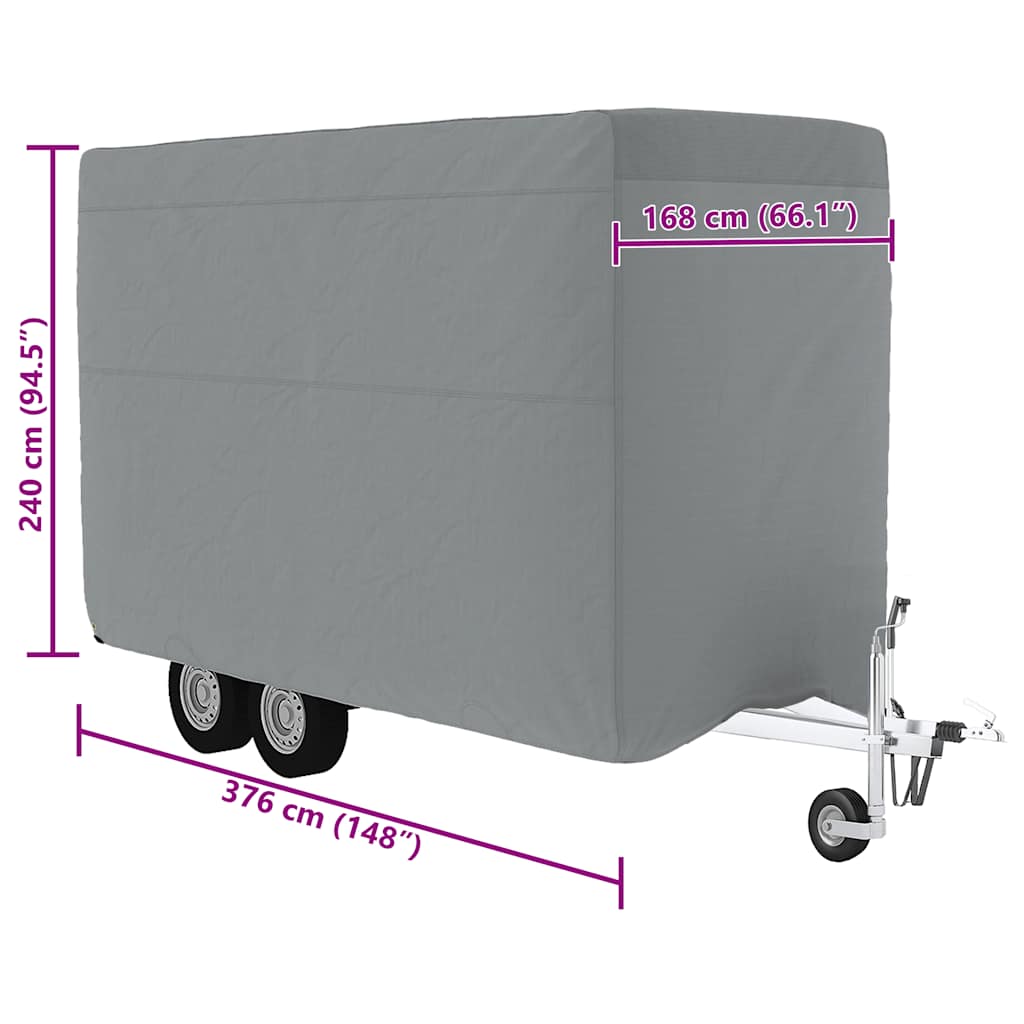 hestetrailerovertræk 376x168x240 cm ikke-vævet stof grå