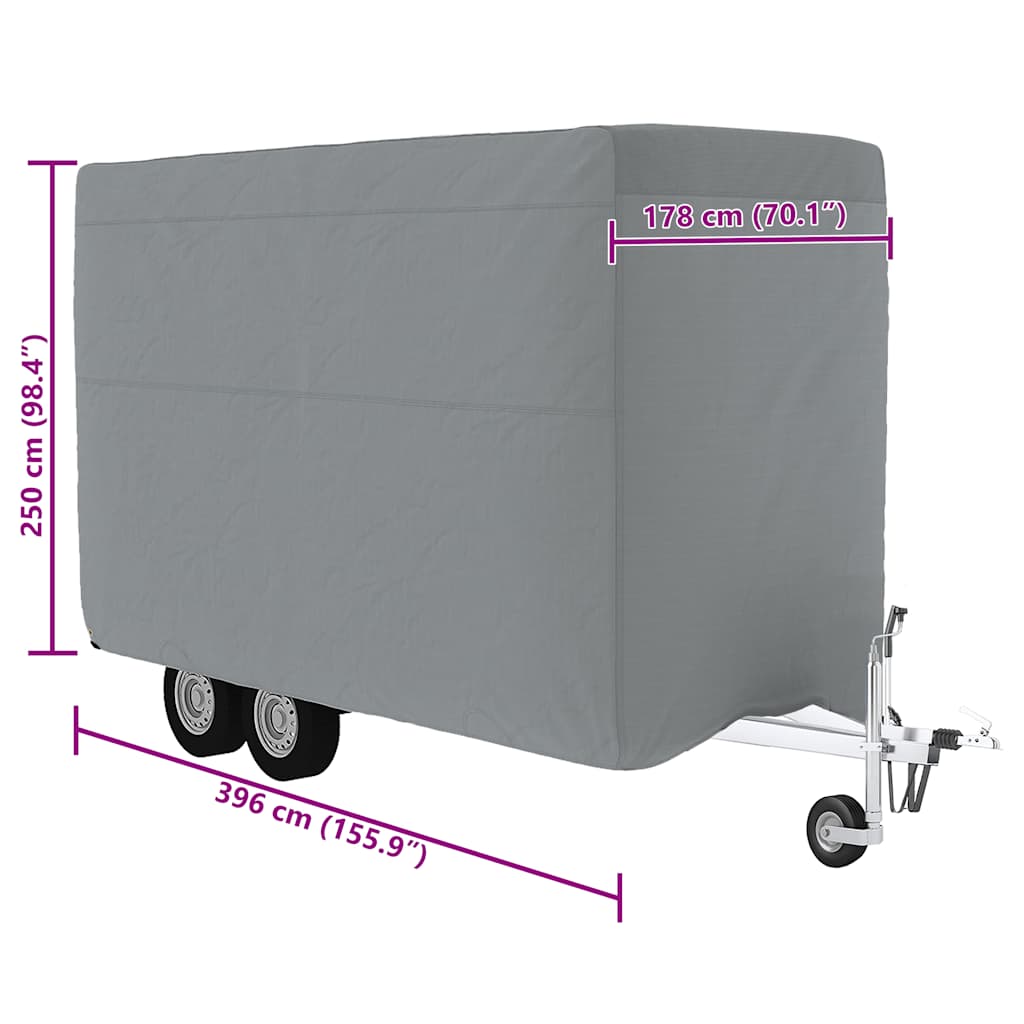 hestetrailerovertræk 396x178x250 cm ikke-vævet stof grå