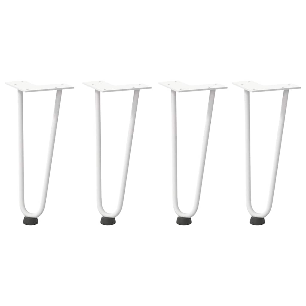 hårnåleben til sofabord 4 stk. hvid 30 cm massivt stål