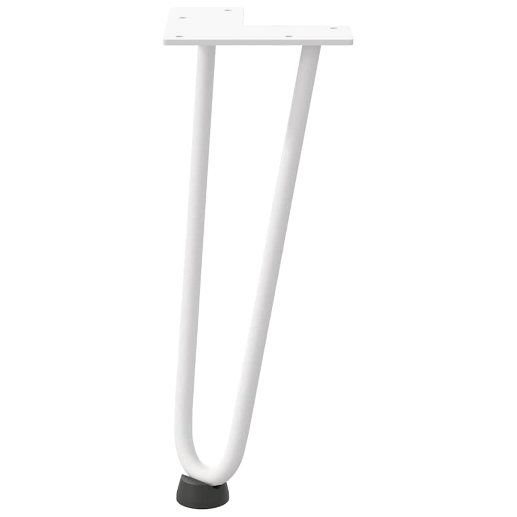 hårnåleben til sofabord 4 stk. hvid 30 cm massivt stål