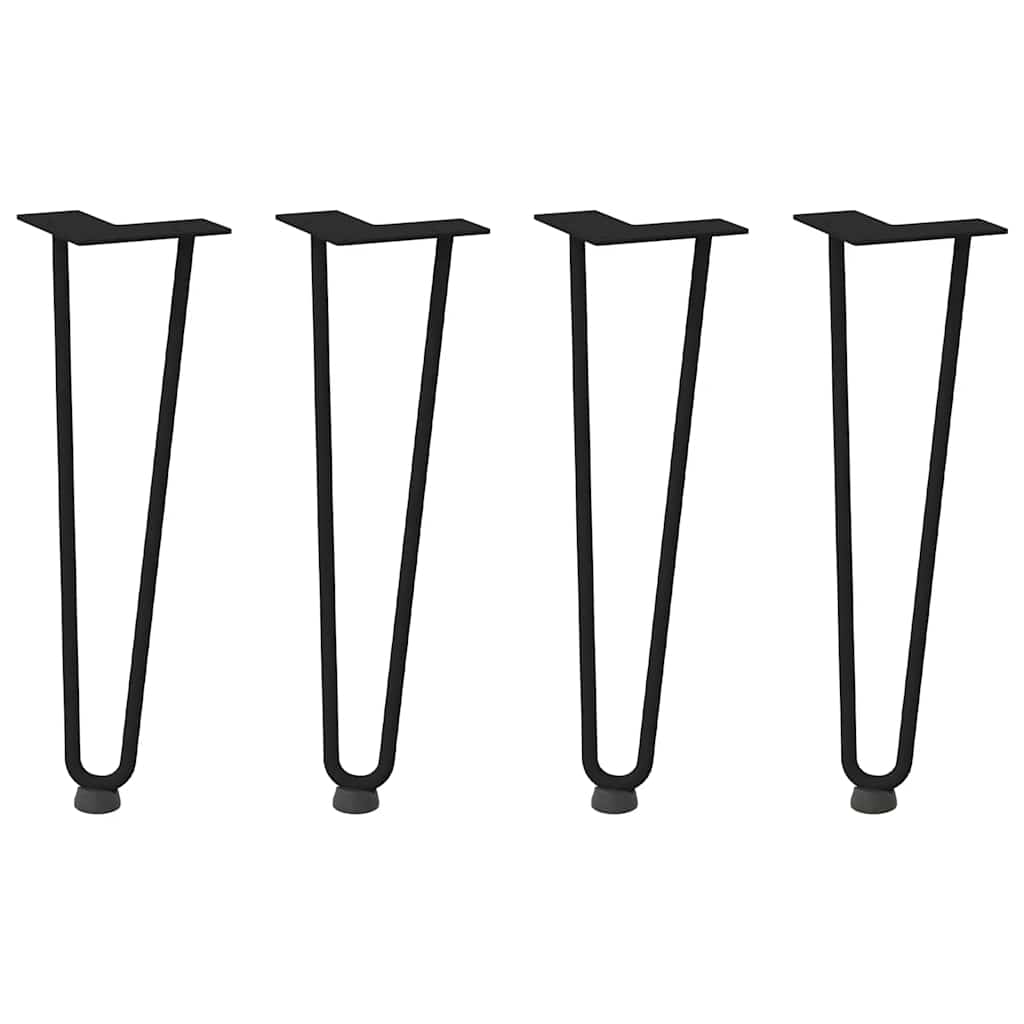 hårnåleben til sofabord 4 stk. sort 42 cm massivt stål