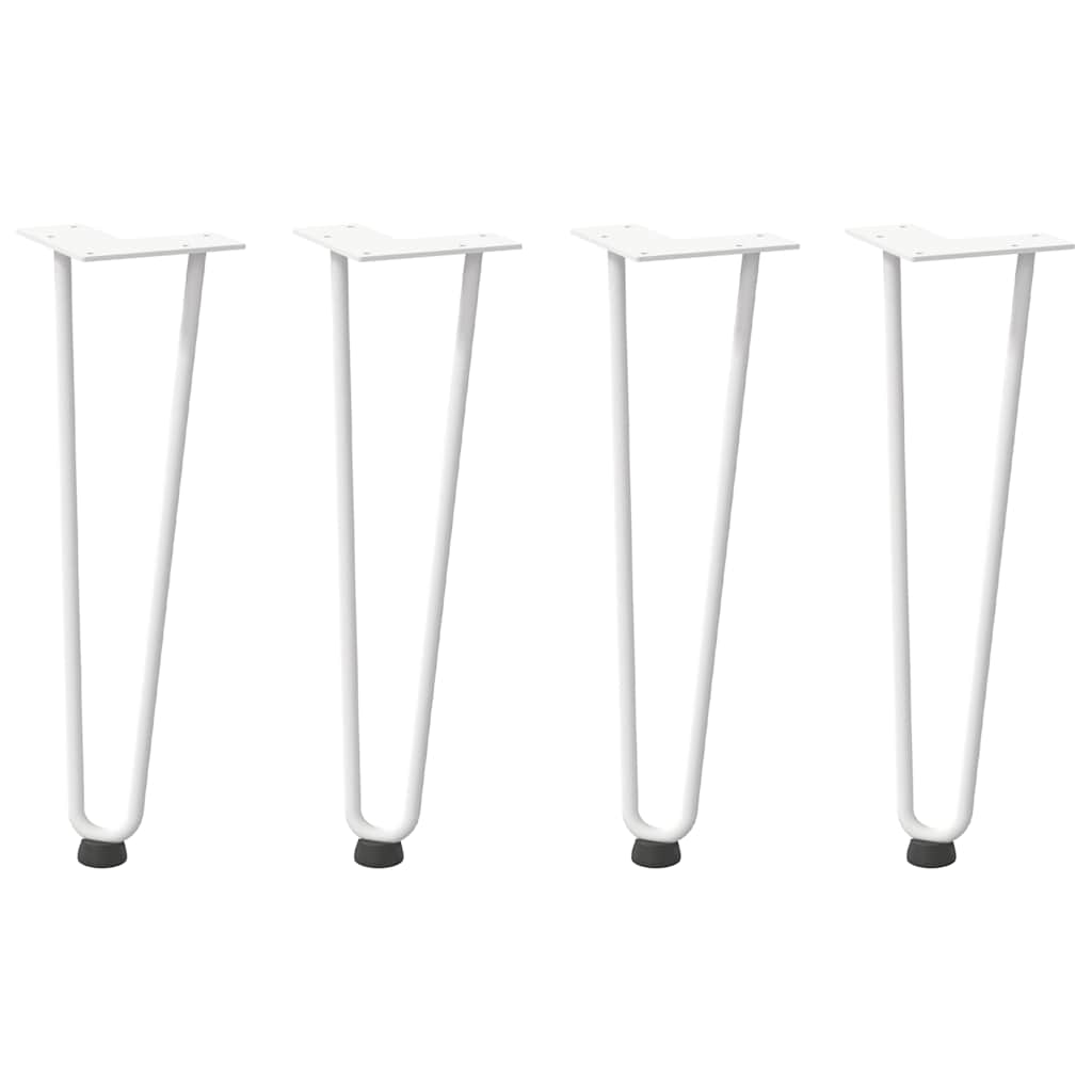 hårnåleben til sofabord 4 stk. hvid 42 cm massivt stål