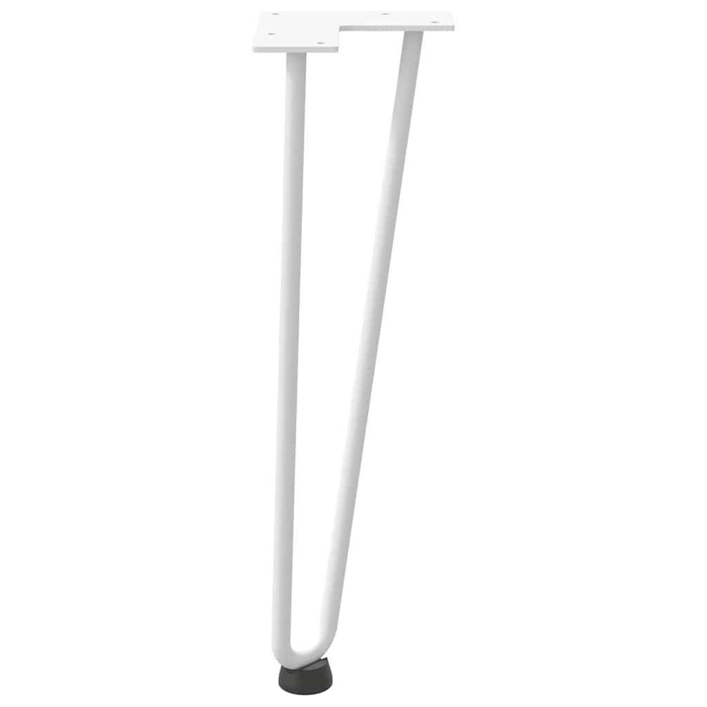 hårnåleben til sofabord 4 stk. hvid 42 cm massivt stål