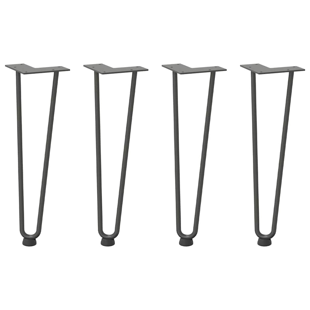 hårnåleben til sofabord 4 stk. antracit 42 cm massivt stål