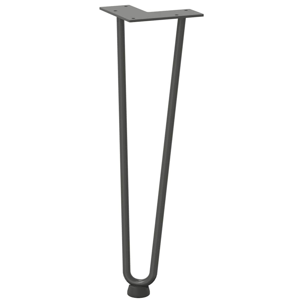hårnåleben til sofabord 4 stk. antracit 42 cm massivt stål