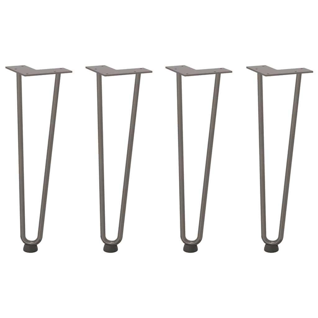 hårnåleben til sofabord 4 stk. naturstål 42 cm massivt stål