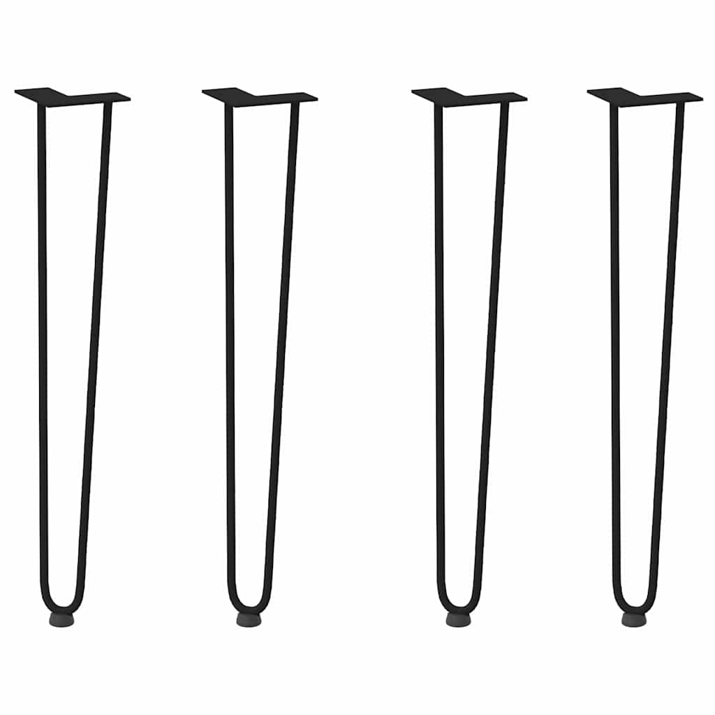 hårnåleben til konsolborde 4 stk. sort 72 cm massivt stål