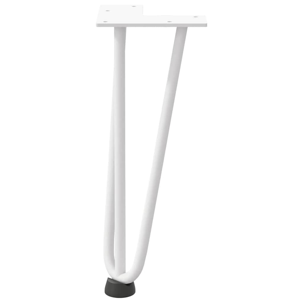 hårnåleben til sofabord 4 stk. hvid 30 cm massivt stål