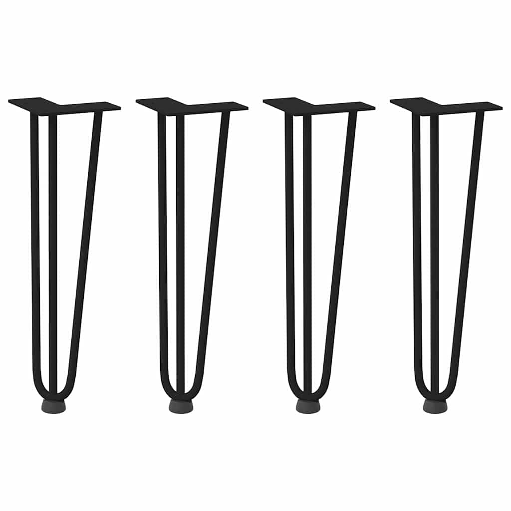 hårnåleben til sofabord 4 stk. sort 42 cm massivt stål