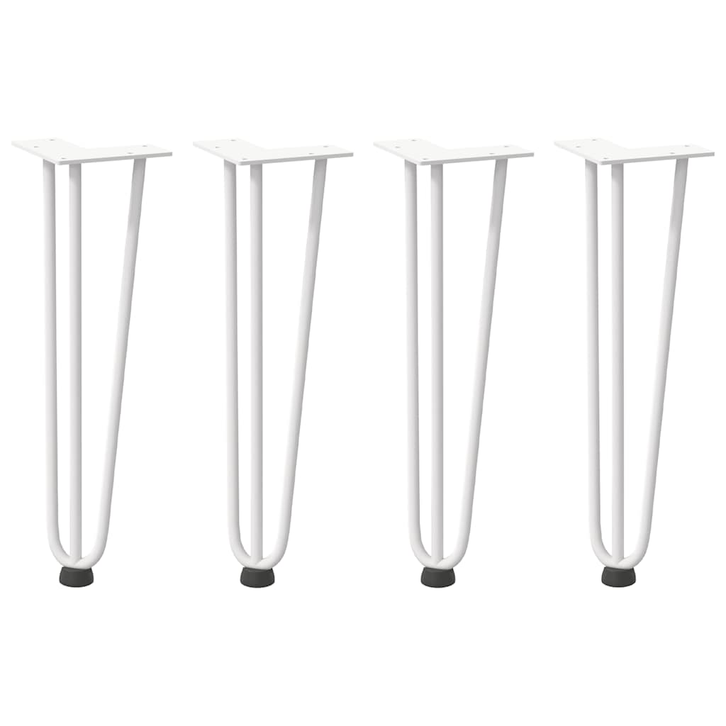 hårnåleben til sofabord 4 stk. hvid 42 cm massivt stål