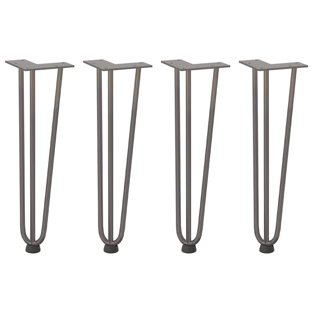 hårnåleben til sofabord 4 stk. naturstål 42 cm massivt stål