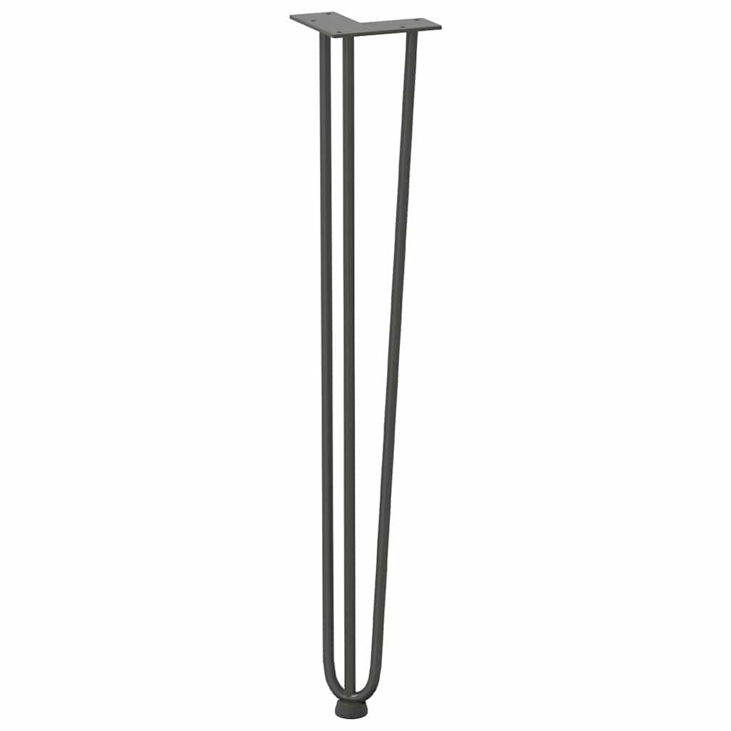 hårnåleben til konsolborde 4 stk. antracit 72 cm massivt stål