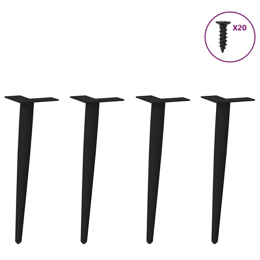 sofabordben konisk form 4 stk. sort 42-43 cm stål