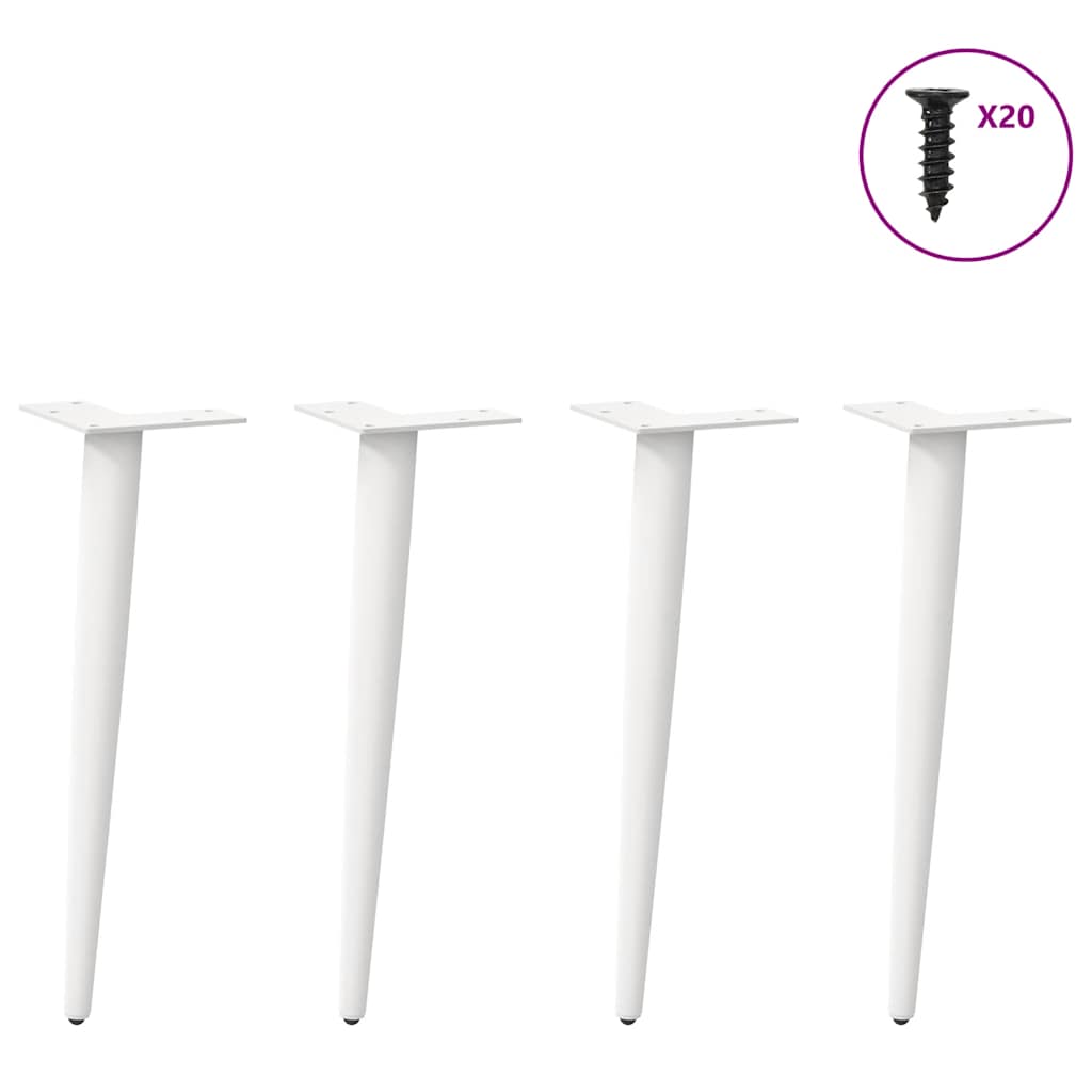 sofabordben konisk form 4 stk. hvid 42-43 cm stål