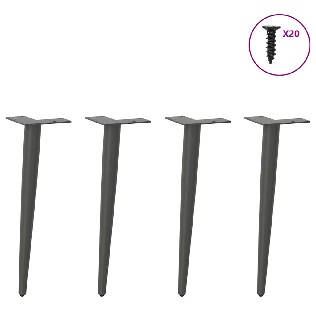 sofabordben konisk form 4 stk. antracit 42-43 cm stål