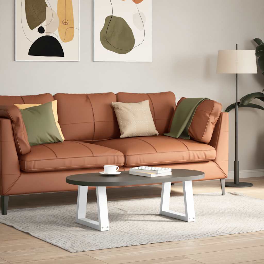sofabordsben V-formet 2 stk. hvid 30x(30-31,3) cm stål