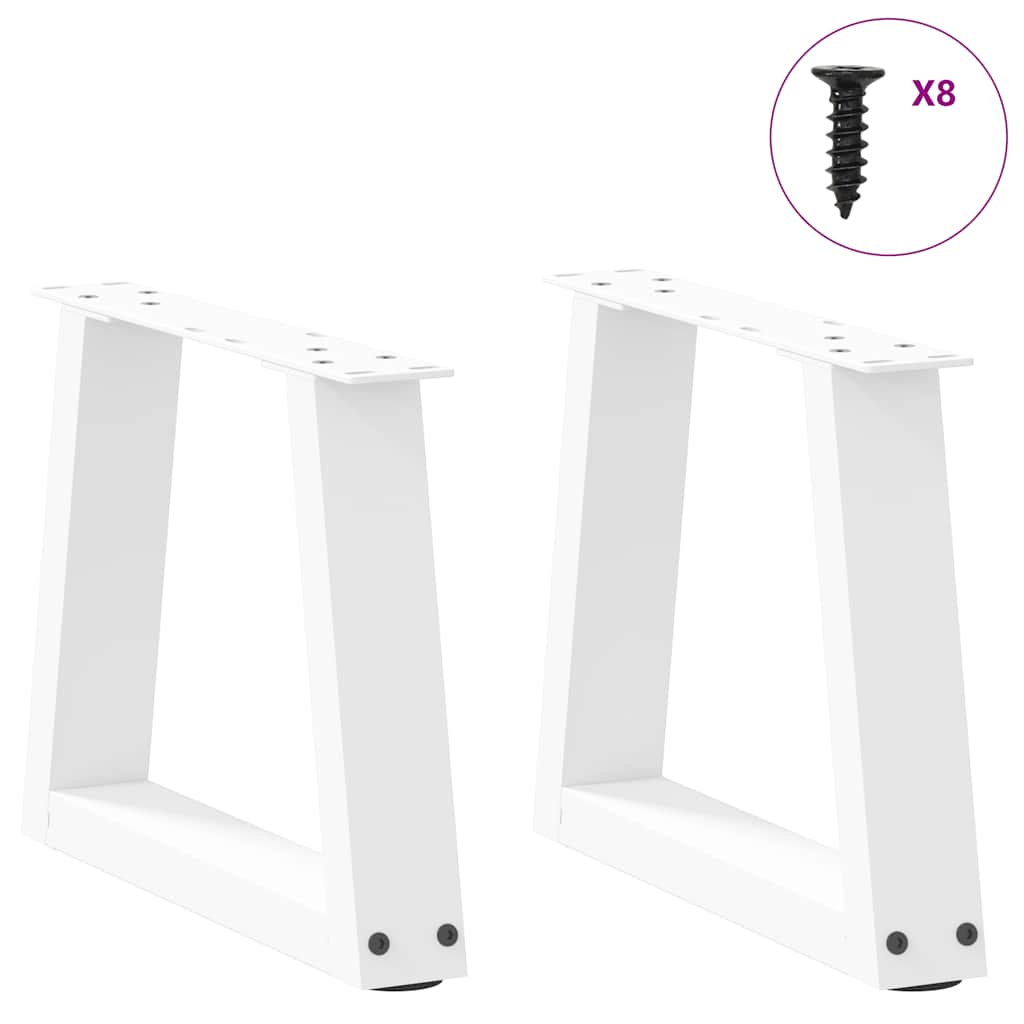 sofabordsben V-formet 2 stk. hvid 30x(30-31,3) cm stål