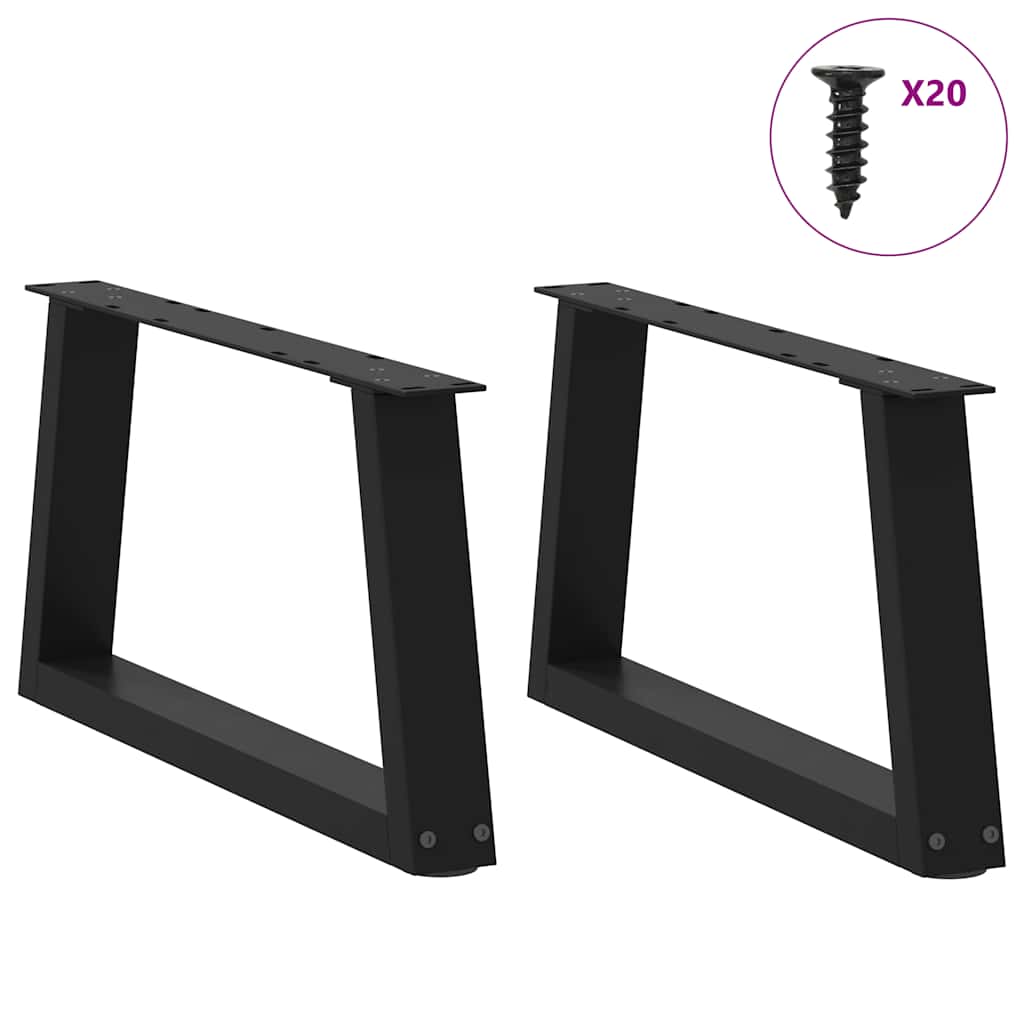 sofabordsben V-formet 2 stk. sort 50x(30-31,3) cm stål