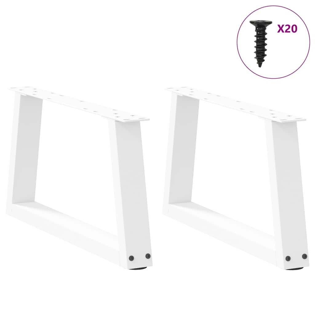sofabordsben V-formet 2 stk. hvid 50x(30-31,3) cm stål