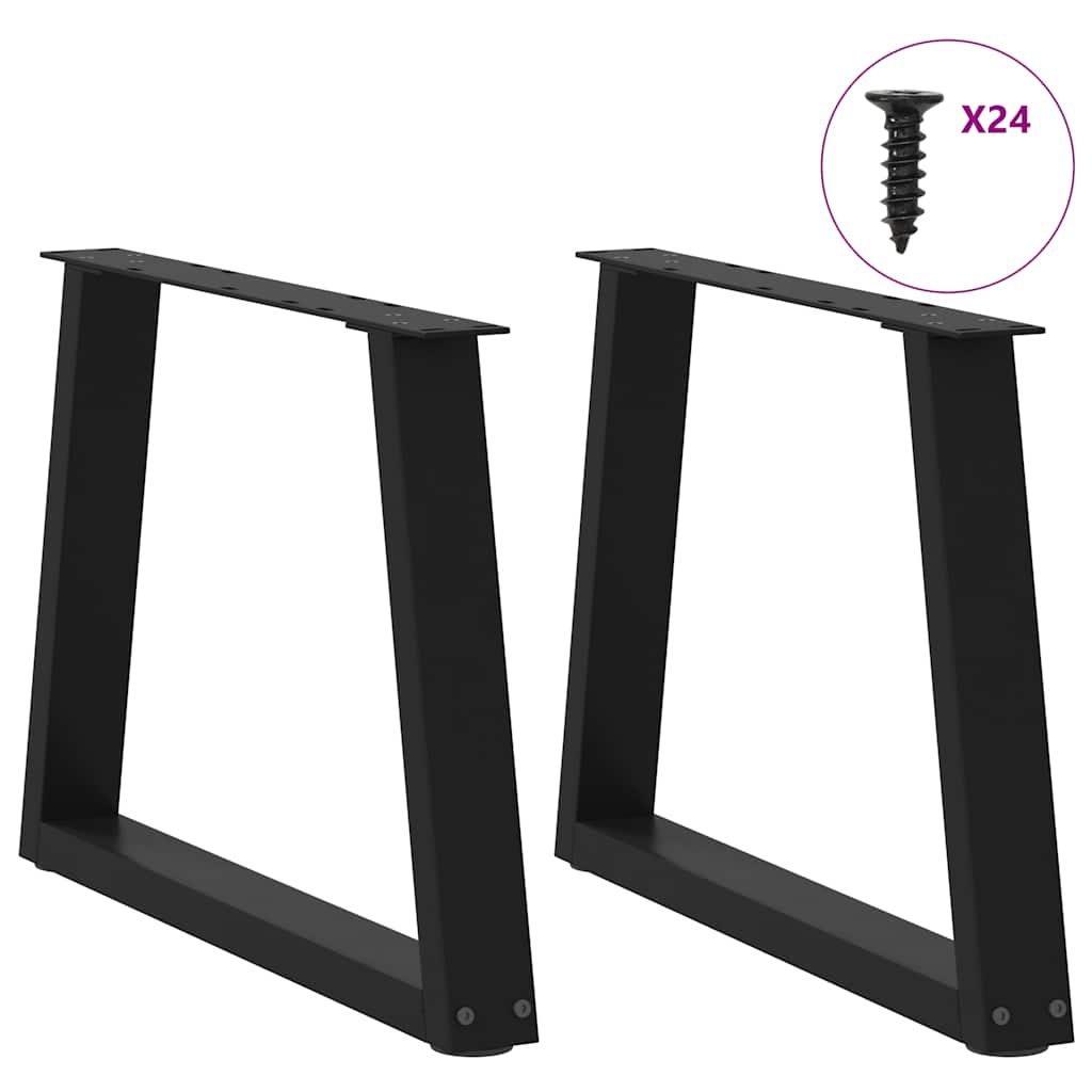 sofabordsben V-formet 2 stk. sort 60 x (42-43,3) cm stål