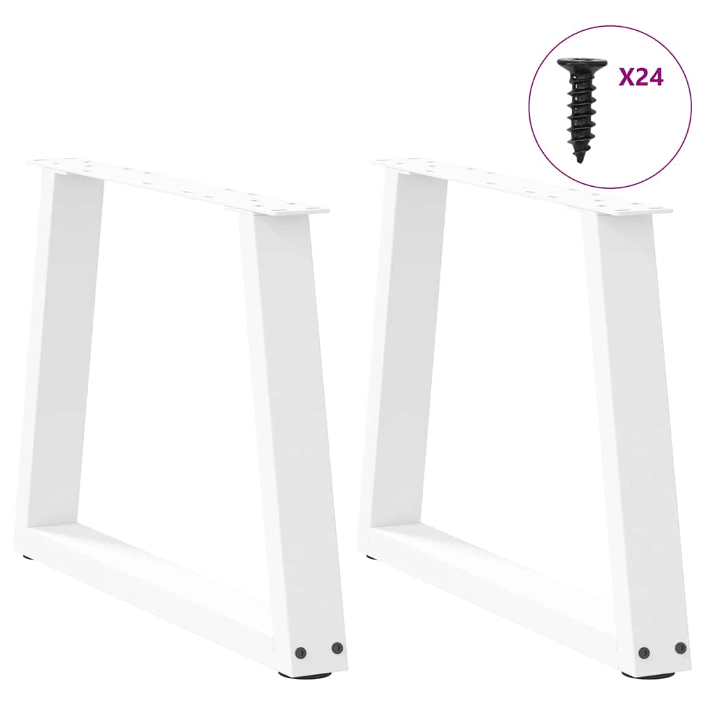 sofabordsben V-formet 2 stk. hvid 70 x (42-43,3) cm stål