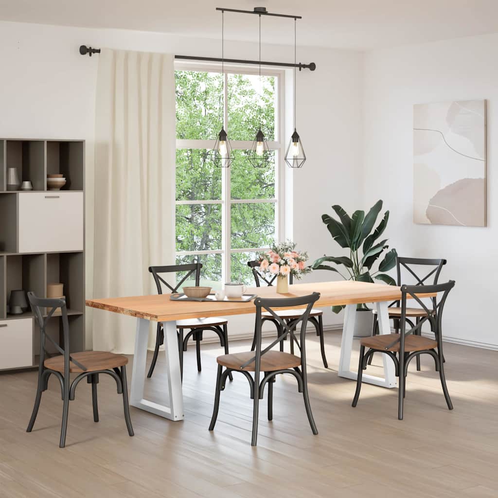 spisebordsben V-formet 2 stk. hvid 50x(72-73,3) cm stål