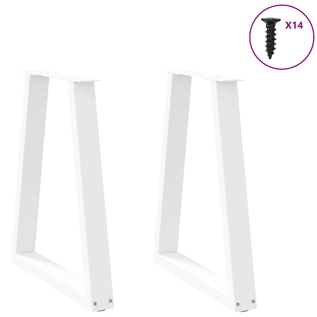 spisebordsben V-formet 2 stk. hvid 50x(72-73,3) cm stål