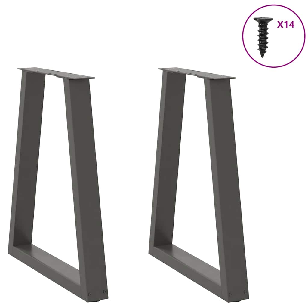 spisebordsben V-formet 2 stk. antracit 50x(72-73,3) cm stål