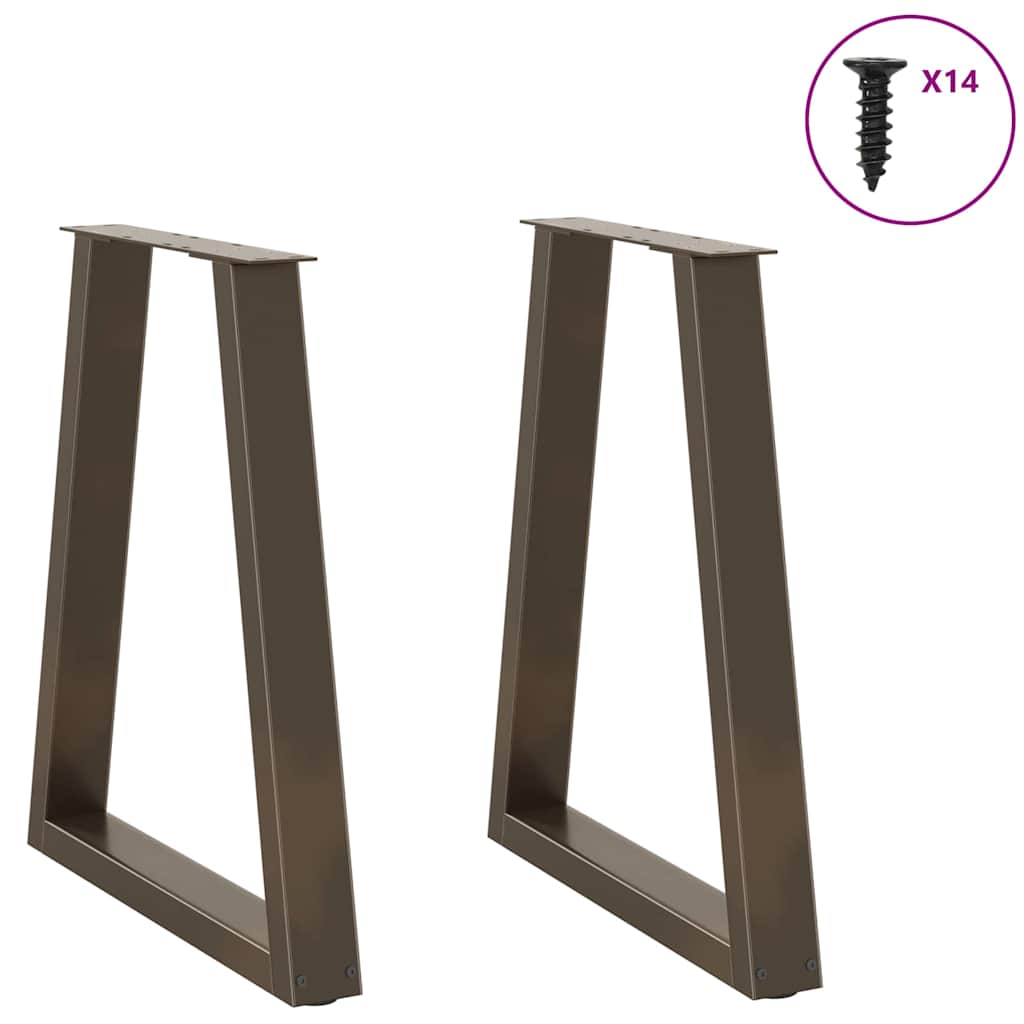 spisebordsben V-formet 2 stk. naturstål 50x(72-73,3) cm stål