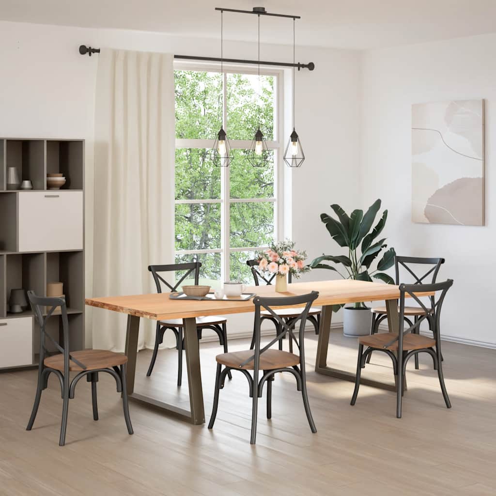 spisebordsben V-formet 2 stk. naturstål 90 x (72-73,3) cm stål
