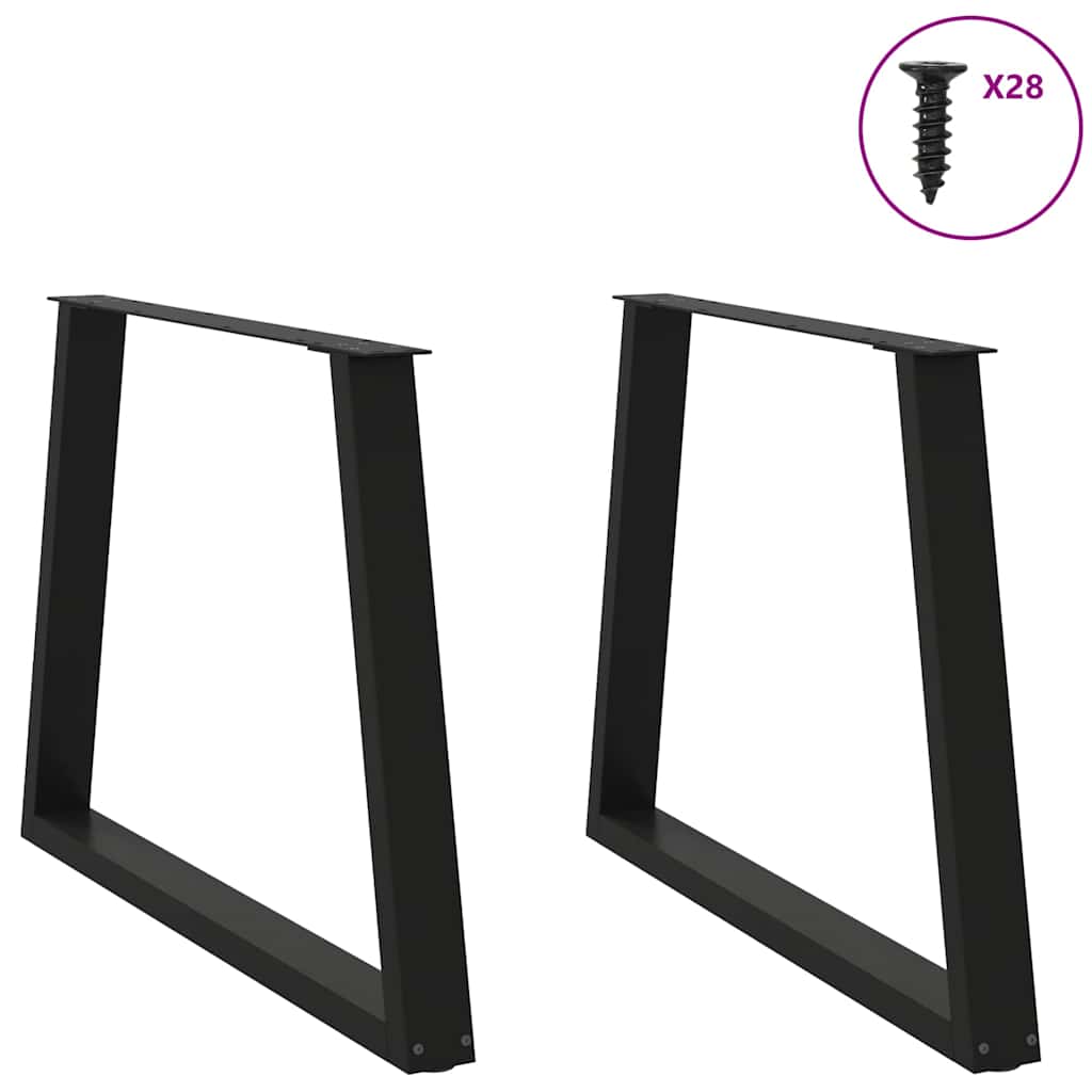spisebordsben V-formet 2 stk. sort 100x(72-73,3) cm stål