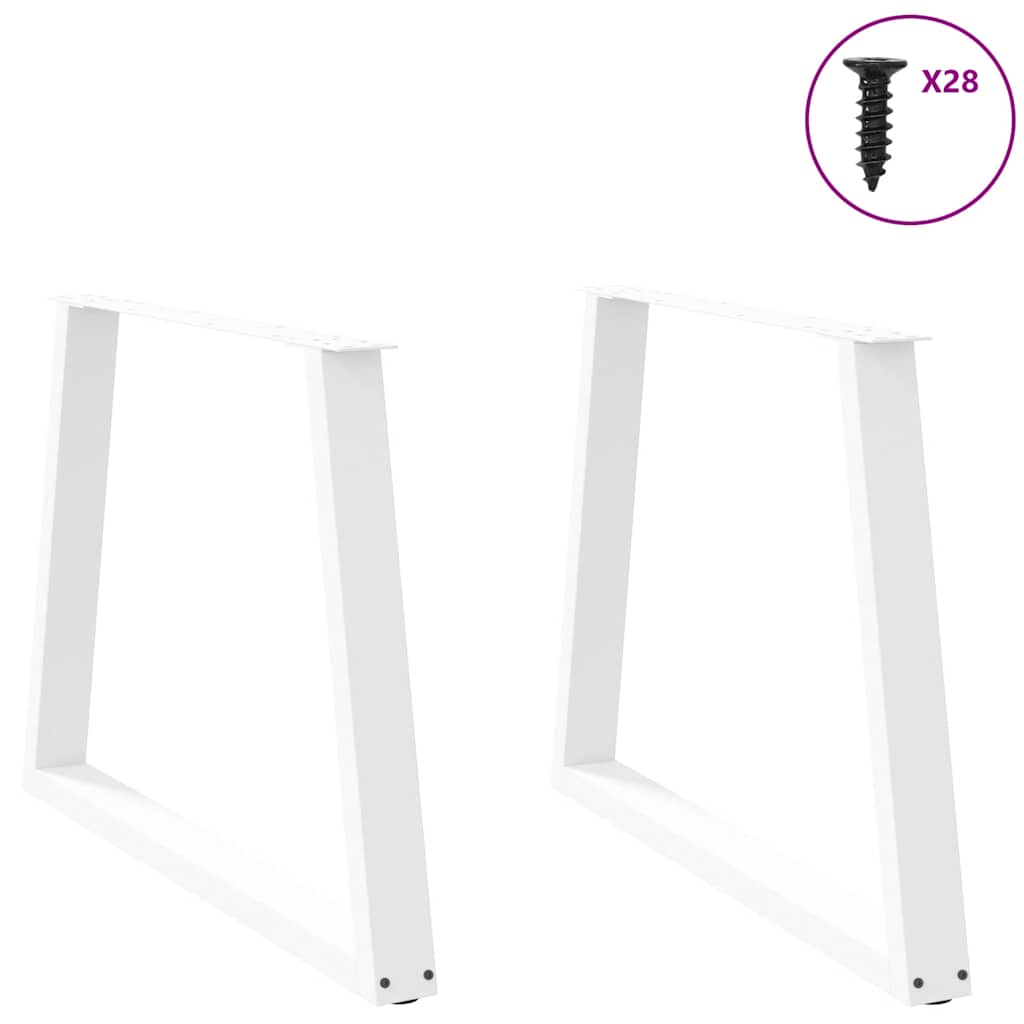 spisebordsben V-formet 2 stk. hvid 100x(72-73,3) cm stål
