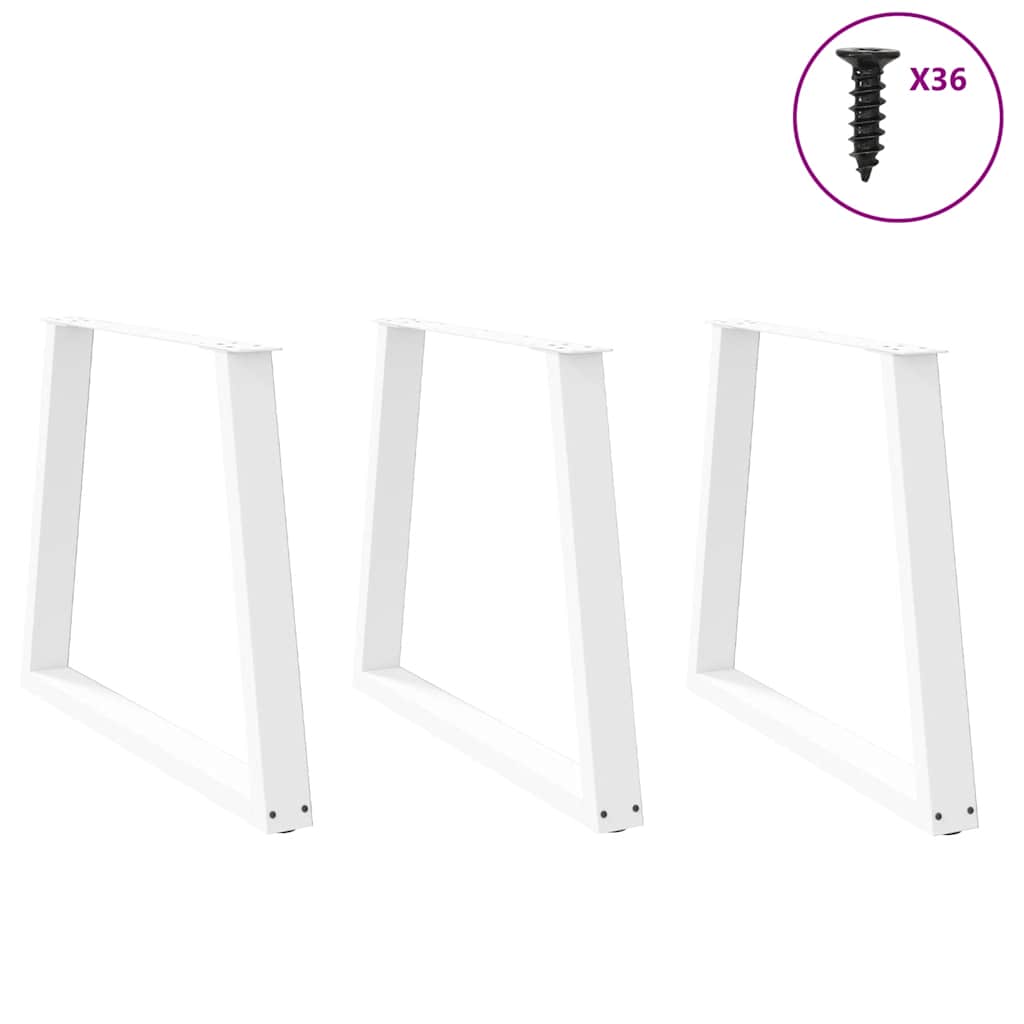 spisebordsben V-formet 3 stk. hvid 80x(72-73,3) cm stål