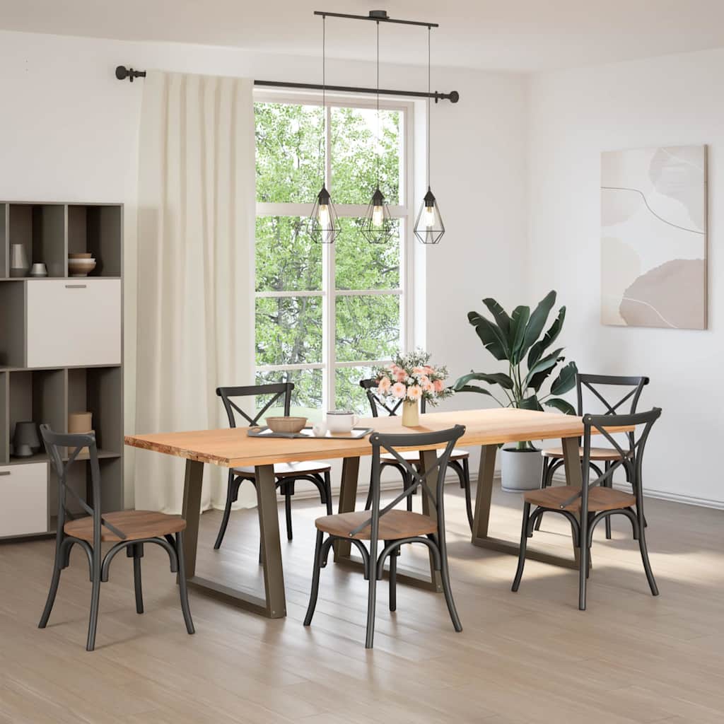 spisebordsben V-formet 3 stk. naturstål 80x(72-73,3) cm stål