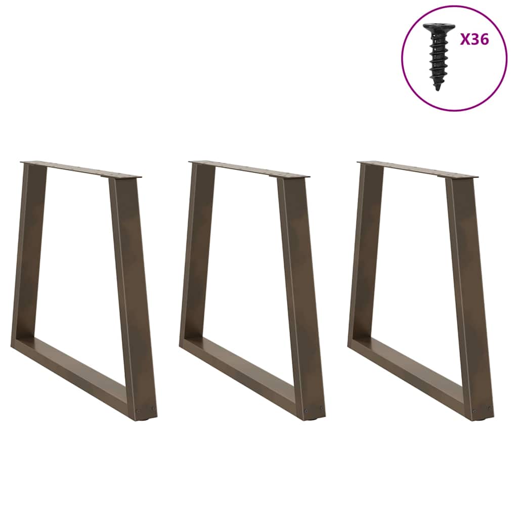 spisebordsben V-formet 3 stk. naturstål 80x(72-73,3) cm stål