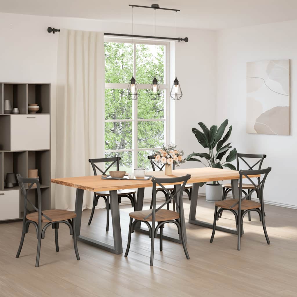 spisebordsben V-formet 3 stk. antracit 90 x (72-73,3) cm stål