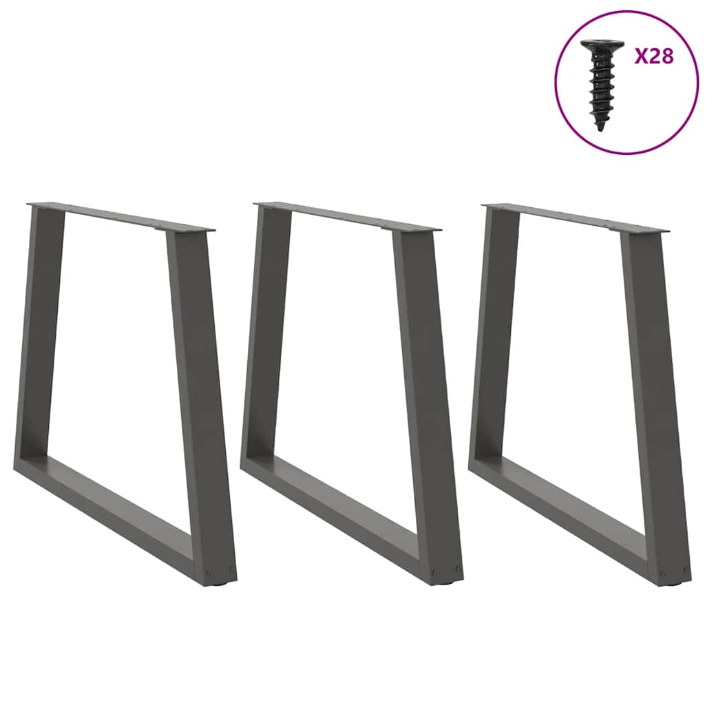 spisebordsben V-formet 3 stk. antracit 90 x (72-73,3) cm stål