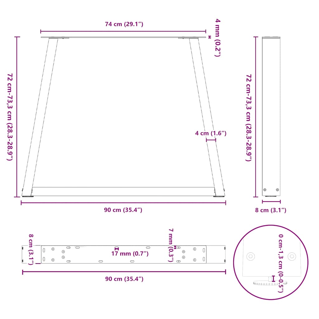 spisebordsben V-formet 3 stk. antracit 90 x (72-73,3) cm stål