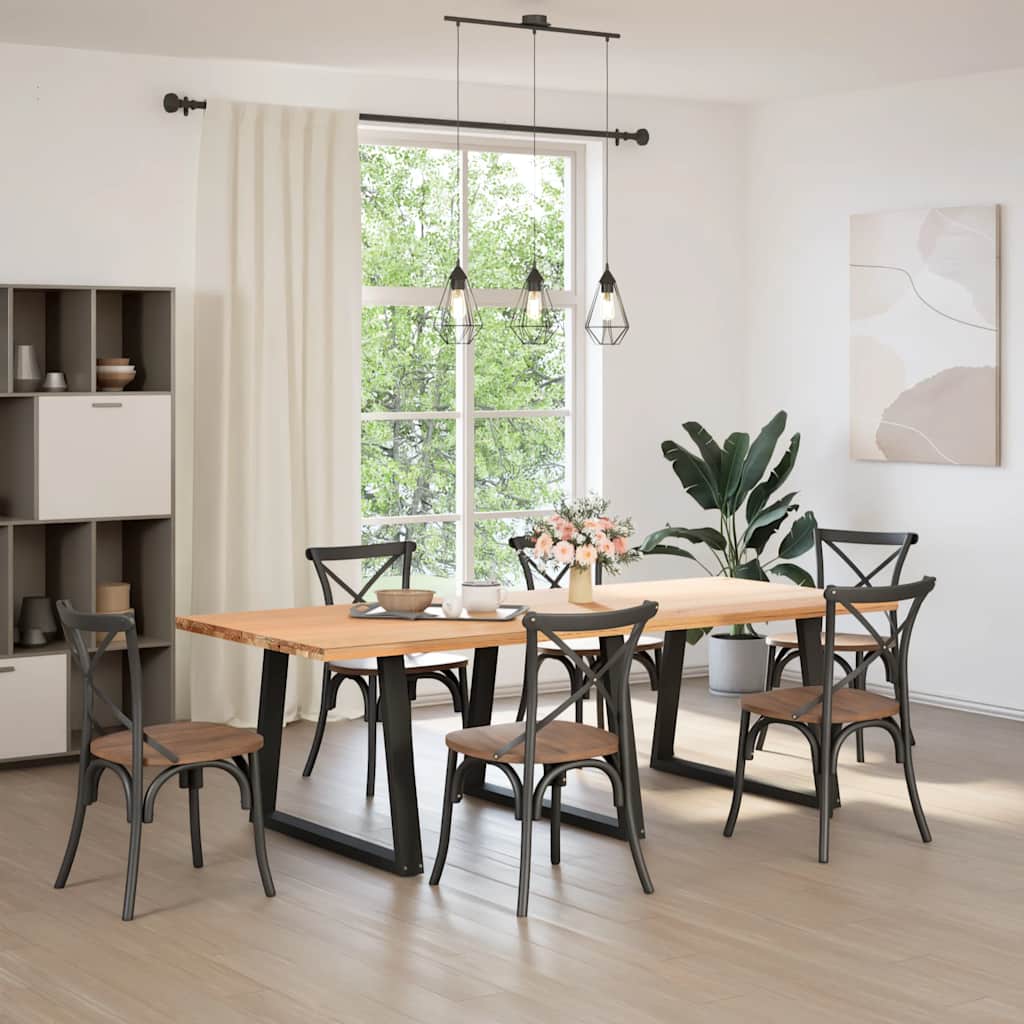 spisebordsben V-formet 3 stk. sort 100x(72-73,3) cm stål