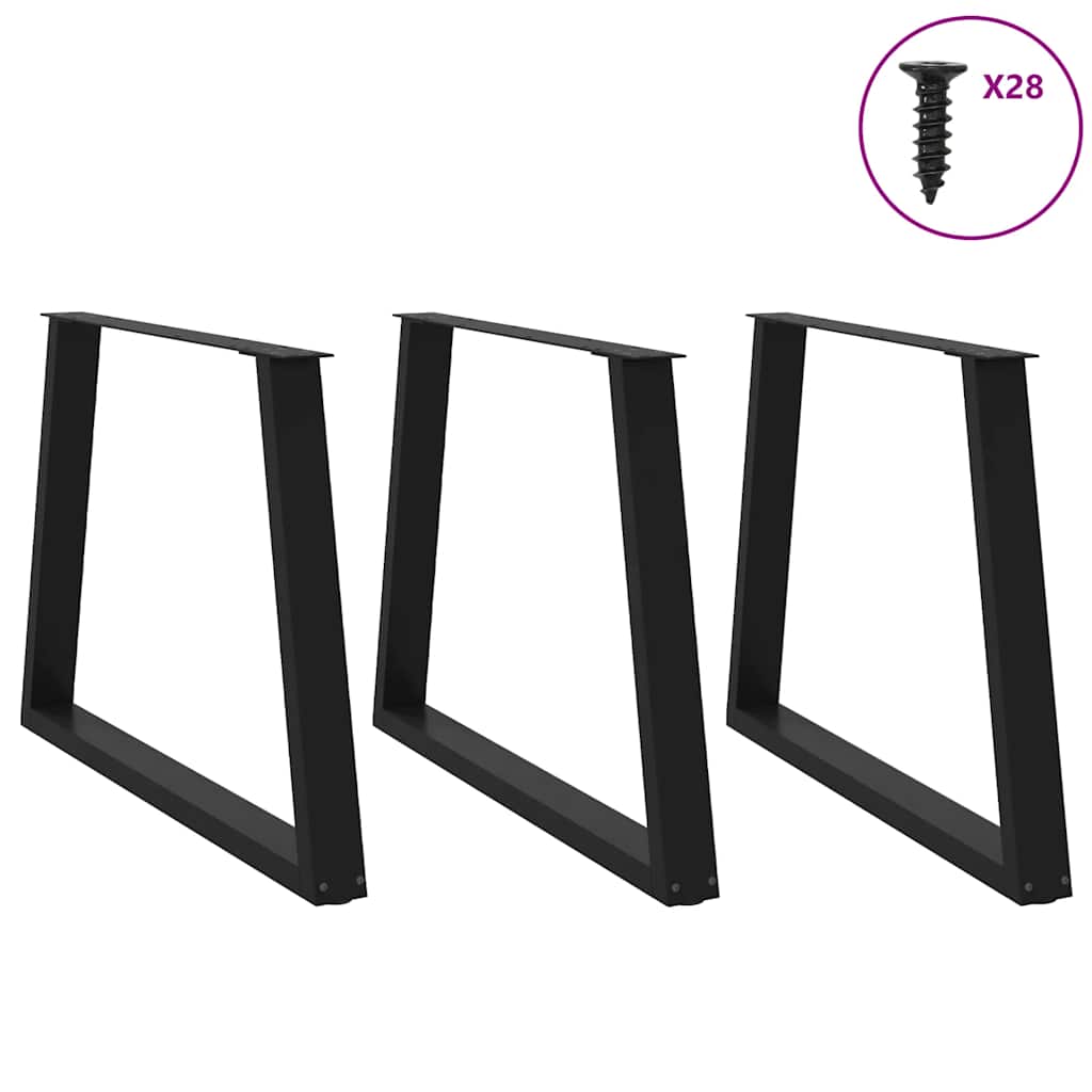 spisebordsben V-formet 3 stk. sort 100x(72-73,3) cm stål