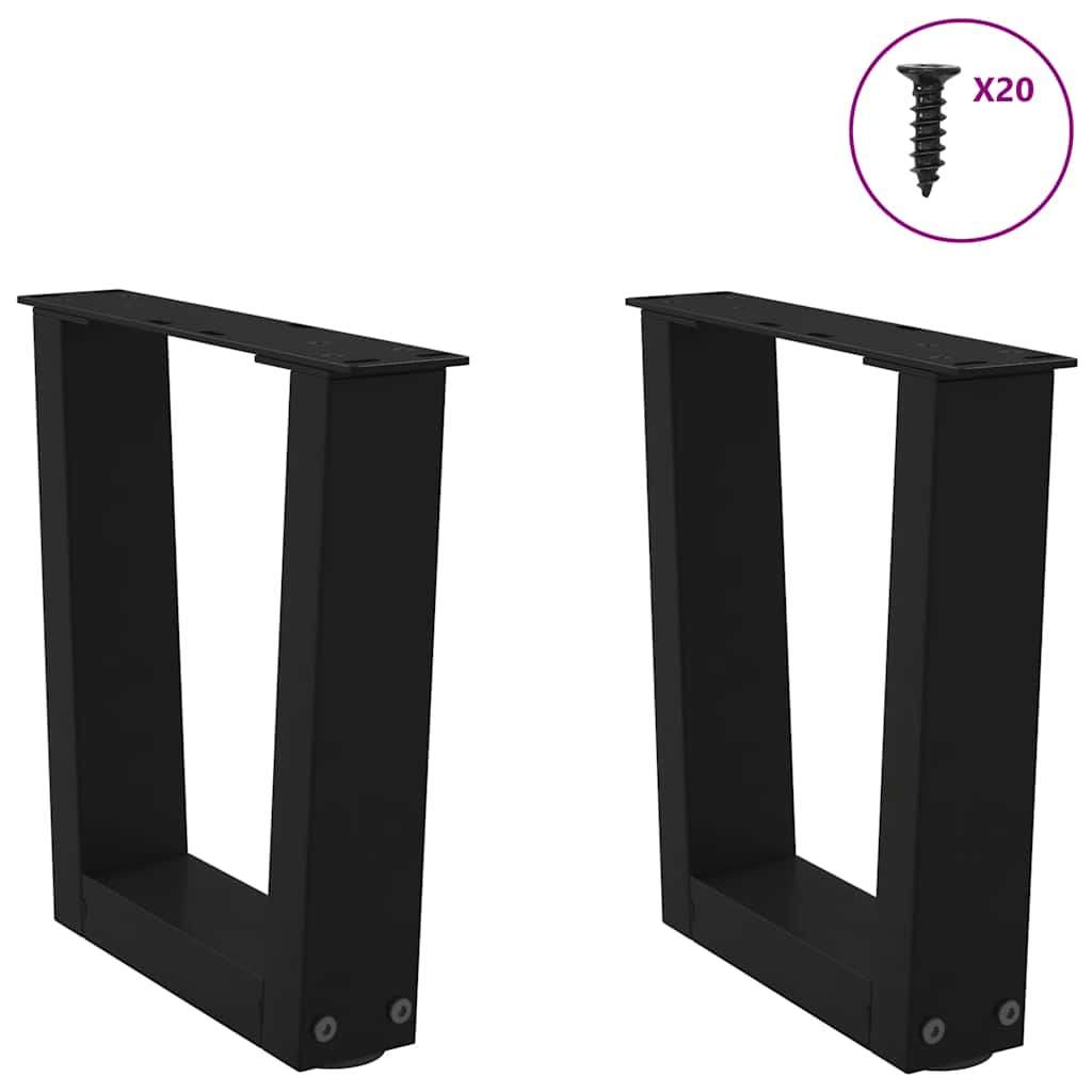 sofabordben V-formet 2 stk. sort 40x(30-31,3) cm stål