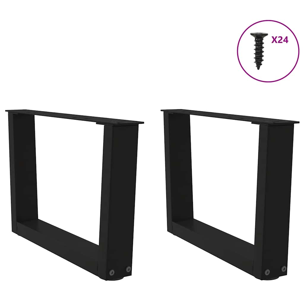 sofabordsben V-formet 2 stk. sort 50x(30-31,3) cm stål