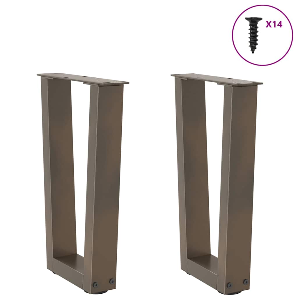 sofabordsben V-formet 2 stk. naturstål 28 x (42-43,3) cm stål