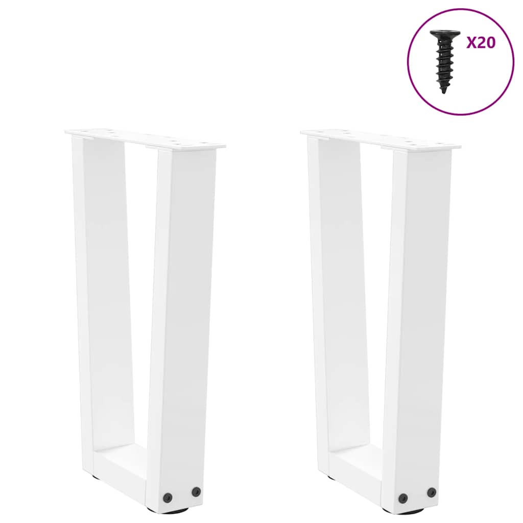 sofabordsben V-formet 2 stk. hvid 38 x (42-43,3) cm stål