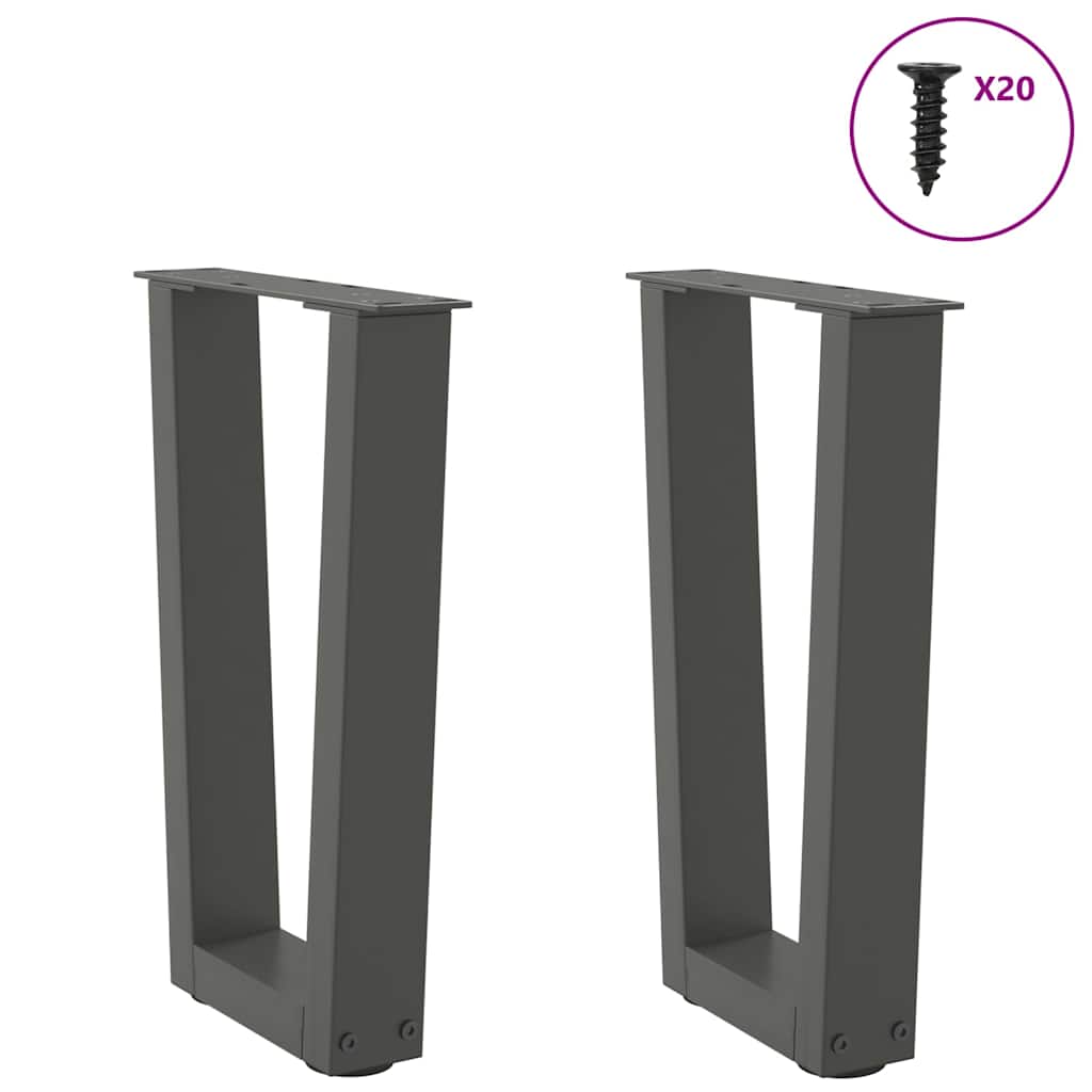 sofabordsben V-formet 2 stk. antracit 38 x (42-43,3) cm stål