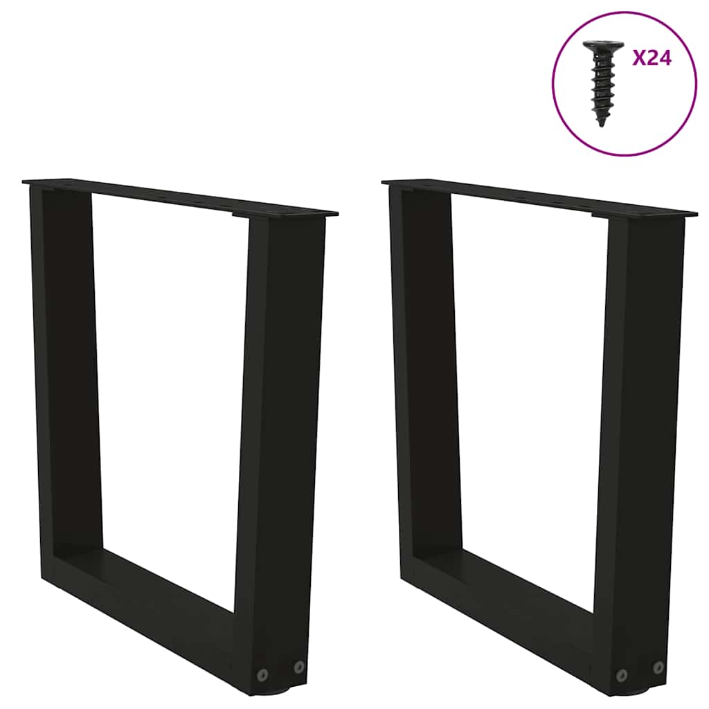 sofabordben V-formet 2 stk. sort 50x(42-43,3) cm stål