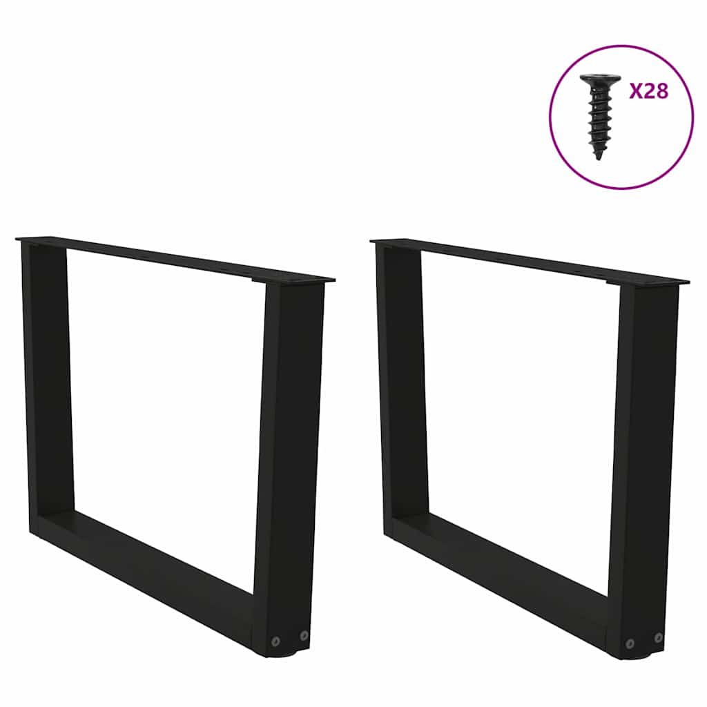 sofabordsben V-formet 2 stk. sort 70 x (42-43,3) cm stål