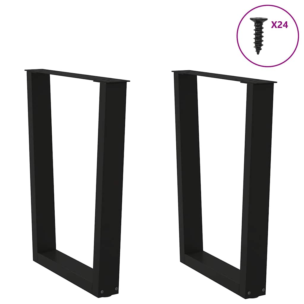 spisebordsben V-formet 2 stk. sort 60 x (72-73,3) cm stål