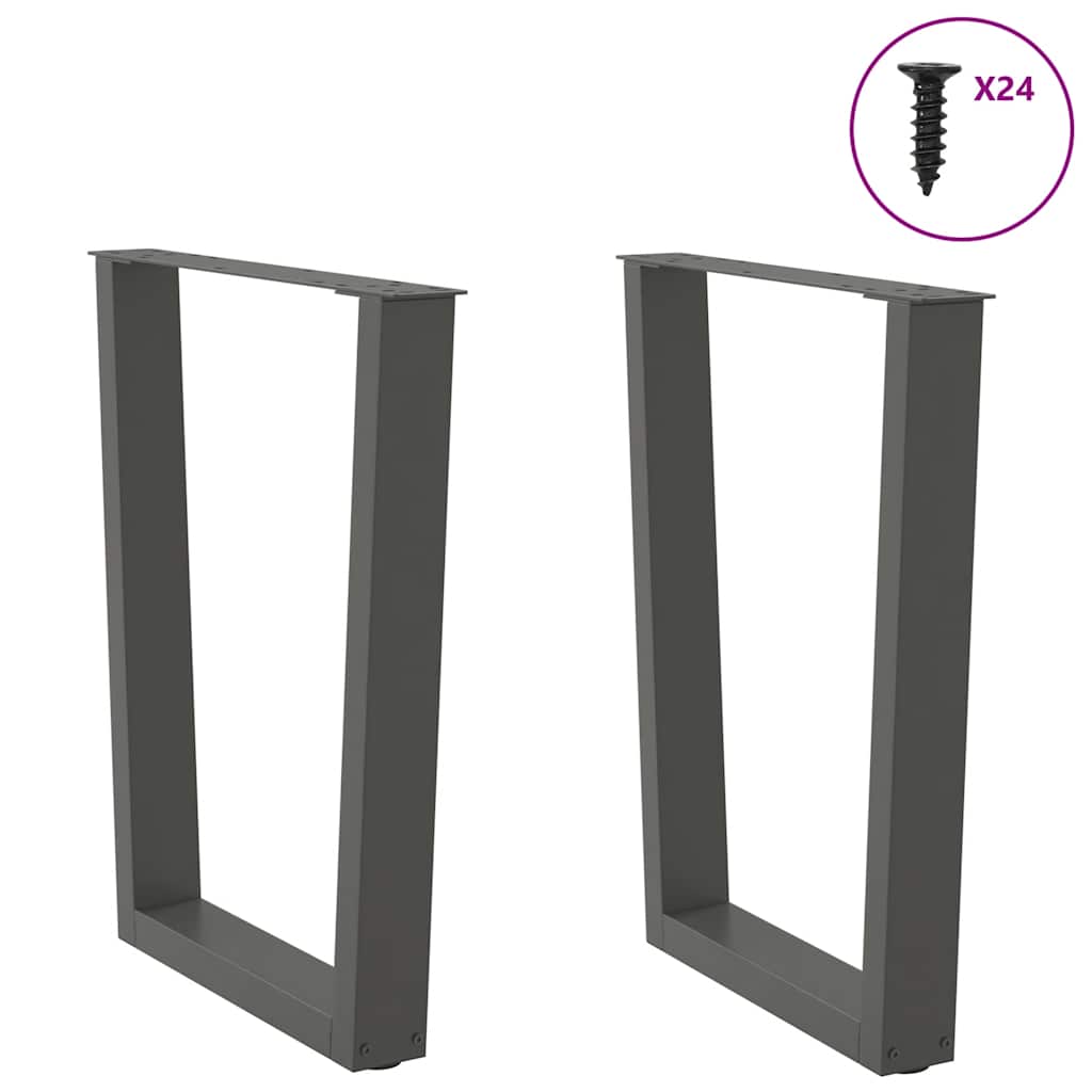 spisebordsben V-formet 2 stk. antracit 60 x (72-73,3) cm stål