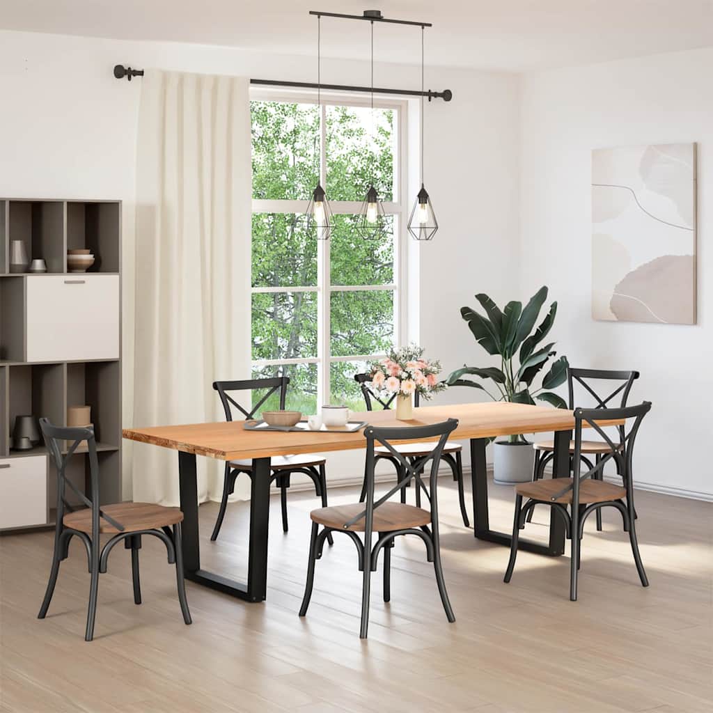 spisebordsben V-formet 2 stk. sort 80 x (72-73,3) cm stål